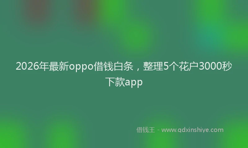 2026年最新oppo借钱白条，整理5个花户3000秒下款app