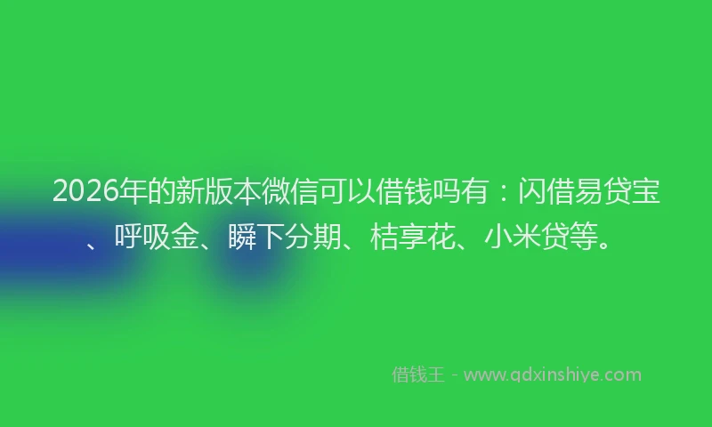2026年的新版本微信可以借钱吗有：闪借易贷宝、呼吸金、瞬下分期、桔享花、小米贷等。