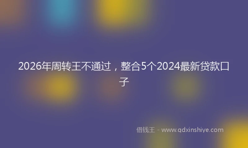 2026年周转王不通过，整合5个2024最新贷款口子