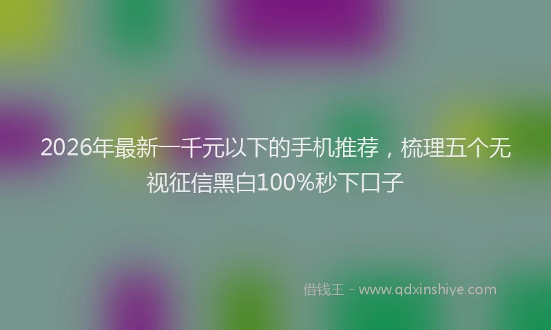 2026年最新一千元以下的手机推荐，梳理五个无视征信黑白100%秒下口子