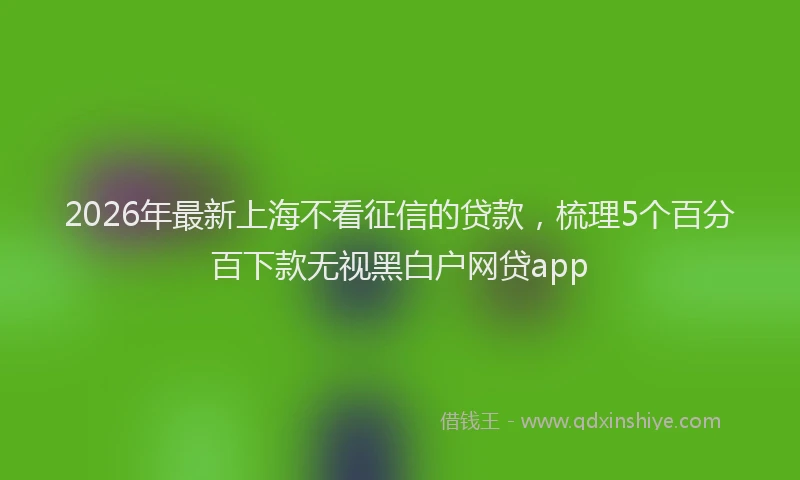 2026年最新上海不看征信的贷款，梳理5个百分百下款无视黑白户网贷app