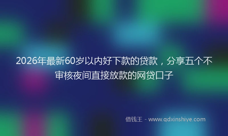 2026年最新60岁以内好下款的贷款，分享五个不审核夜间直接放款的网贷口子