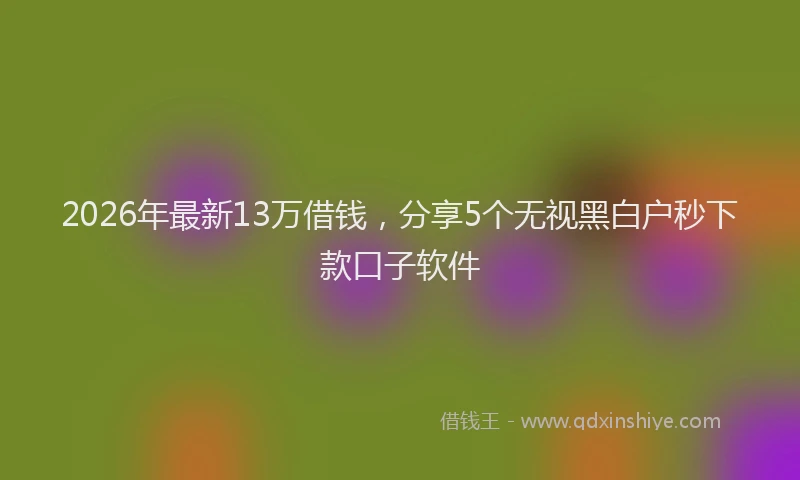 2026年最新13万借钱，分享5个无视黑白户秒下款口子软件