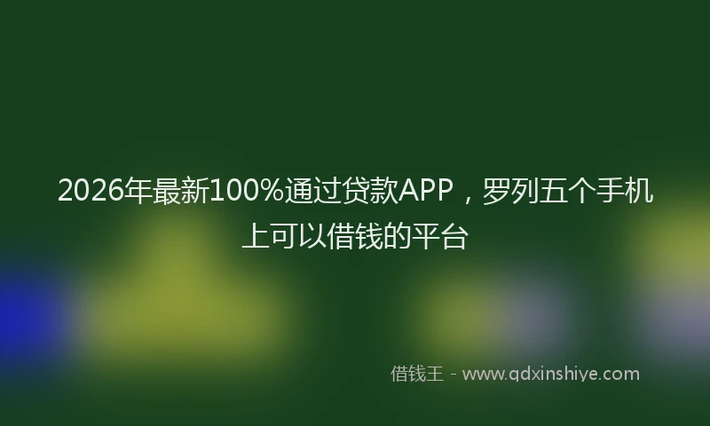 2026年最新100%通过贷款APP，罗列五个手机上可以借钱的平台