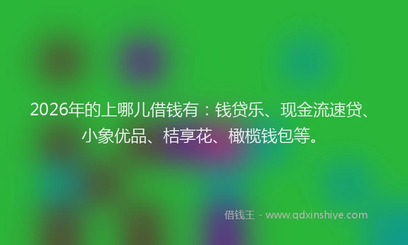 2026年的上哪儿借钱有:钱贷乐、现金流速贷、小象优品、桔享花、橄榄钱包等。