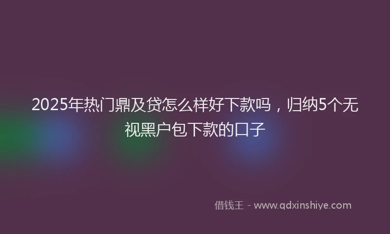 2025年热门鼎及贷怎么样好下款吗，归纳5个无视黑户包下款的口子