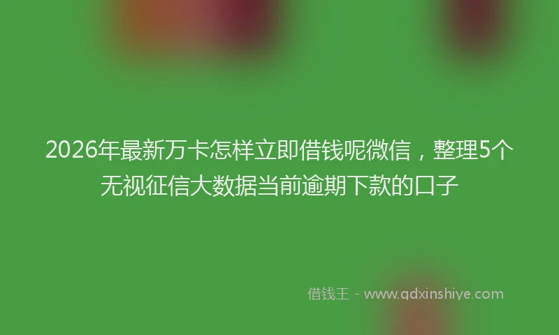 2026年最新万卡怎样立即借钱呢微信,整理5个无视征信大数据当前逾期下款的口子