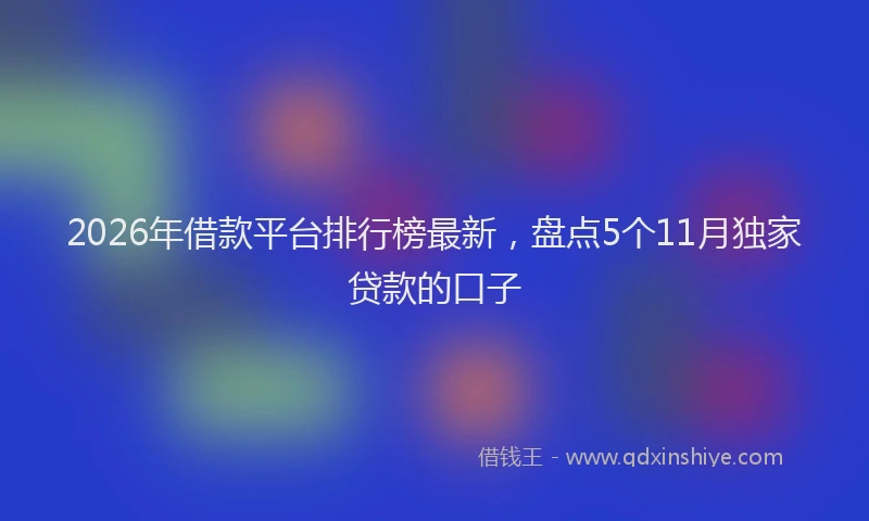 2026年借款平台排行榜最新，盘点5个11月独家贷款的口子