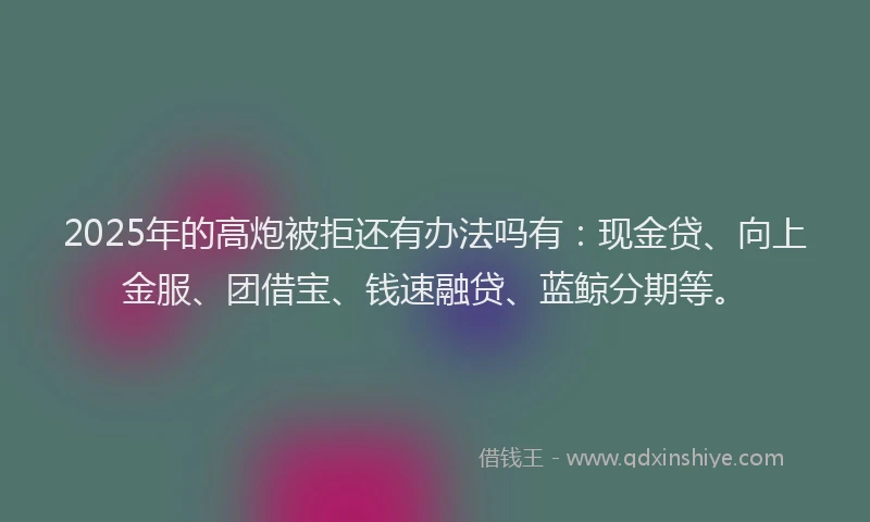 2025年的高炮被拒还有办法吗有:现金贷、向上金服、团借宝、钱速融贷、蓝鲸分期等。