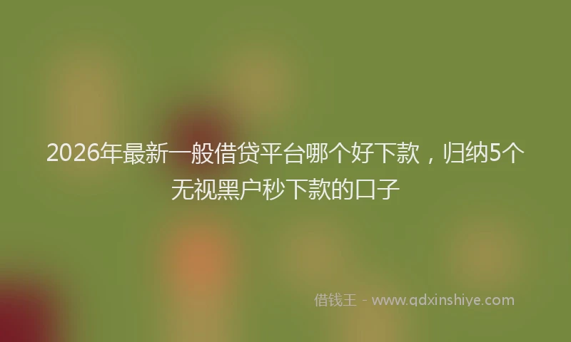 2026年最新一般借贷平台哪个好下款,归纳5个无视黑户秒下款的口子