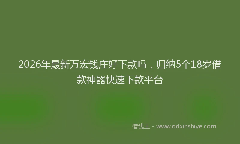 2026年最新万宏钱庄好下款吗，归纳5个18岁借款神器快速下款平台