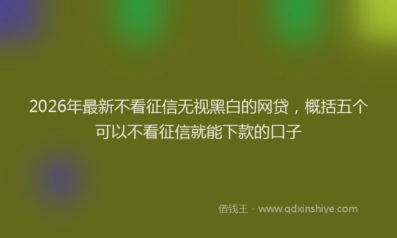 2026年最新不看征信无视黑白的网贷,概括五个可以不看征信就能下款的口子