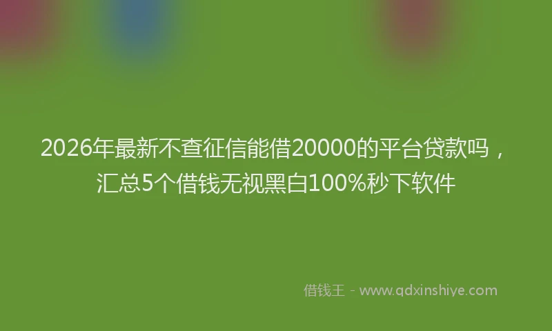 2026年最新不查征信能借20000的平台贷款吗，汇总5个借钱无视黑白100%秒下软件