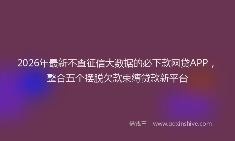 2026年最新不查征信大数据的必下款网贷APP，整合五个摆脱欠款束缚贷款新平台