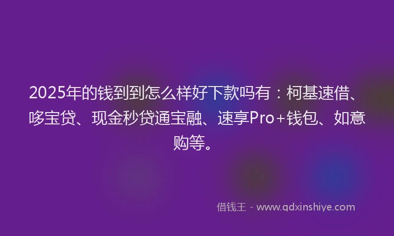2025年的钱到到怎么样好下款吗有:柯基速借、哆宝贷、现金秒贷通宝融、速享Pro+钱包、如意购等。