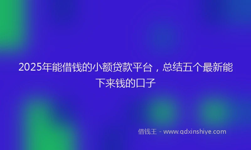 2025年能借钱的小额贷款平台，总结五个最新能下来钱的口子