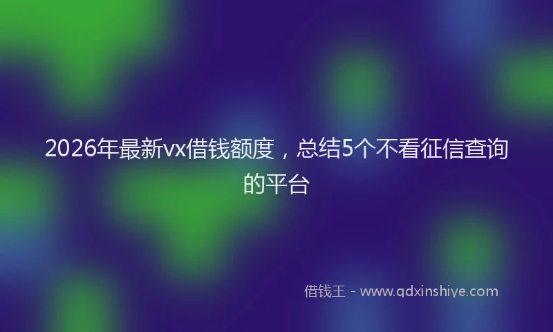 2026年最新vx借钱额度，总结5个不看征信查询的平台