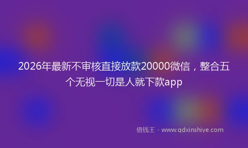 2026年最新不审核直接放款20000微信，整合五个无视一切是人就下款app