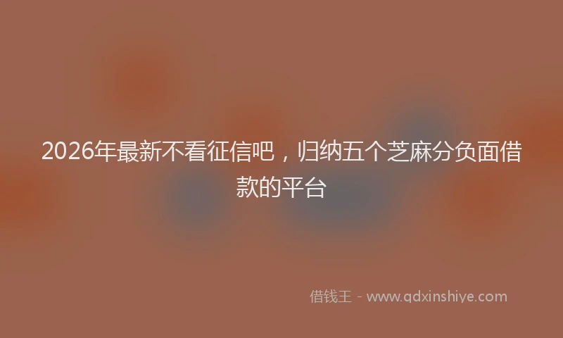 2026年最新不看征信吧,归纳五个芝麻分负面借款的平台