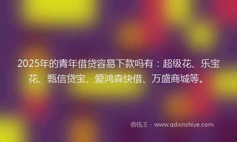 2025年的青年借贷容易下款吗有：超级花、乐宝花、甄信贷宝、爱鸿森快借、万盛商城等。