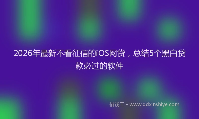 2026年最新不看征信的iOS网贷，总结5个黑白贷款必过的软件