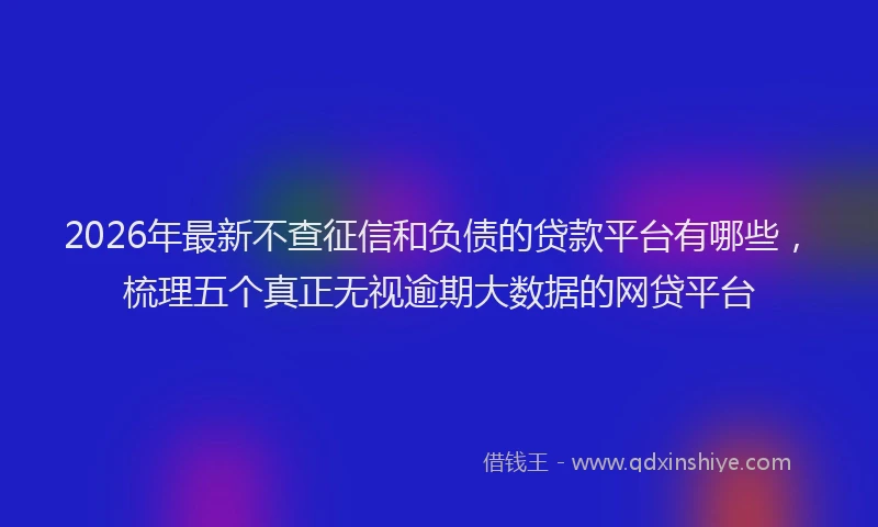 2026年最新不查征信和负债的贷款平台有哪些，梳理五个真正无视逾期大数据的网贷平台
