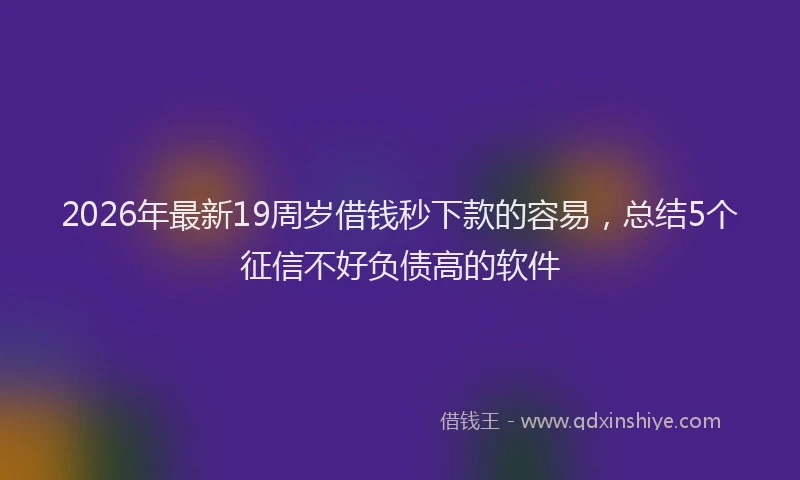 2026年最新19周岁借钱秒下款的容易,总结5个征信不好负债高的软件