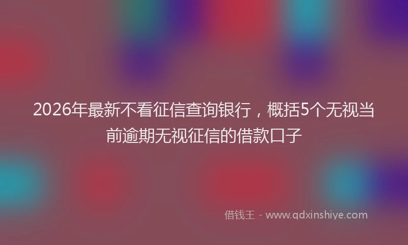 2026年最新不看征信查询银行，概括5个无视当前逾期无视征信的借款口子