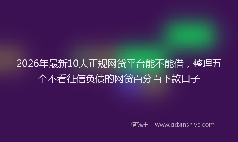 2026年最新10大正规网贷平台能不能借，整理五个不看征信负债的网贷百分百下款口子