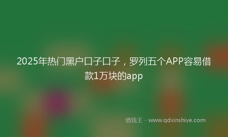 2025年热门黑户口子口子，罗列五个APP容易借款1万块的app
