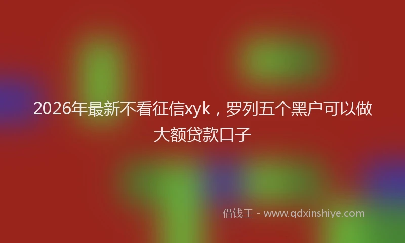 2026年最新不看征信xyk，罗列五个黑户可以做大额贷款口子