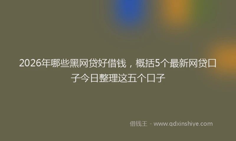 2026年哪些黑网贷好借钱,概括5个最新网贷口子今日整理这五个口子