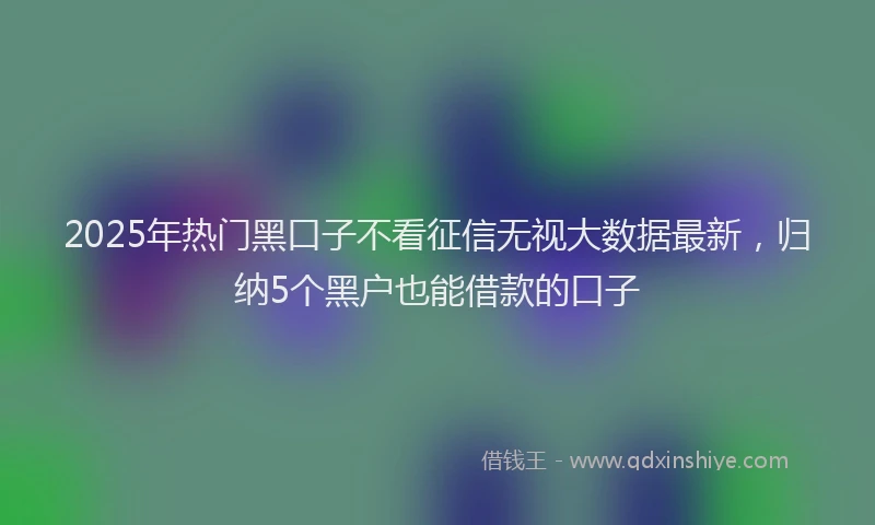 2025年热门黑口子不看征信无视大数据最新，归纳5个黑户也能借款的口子