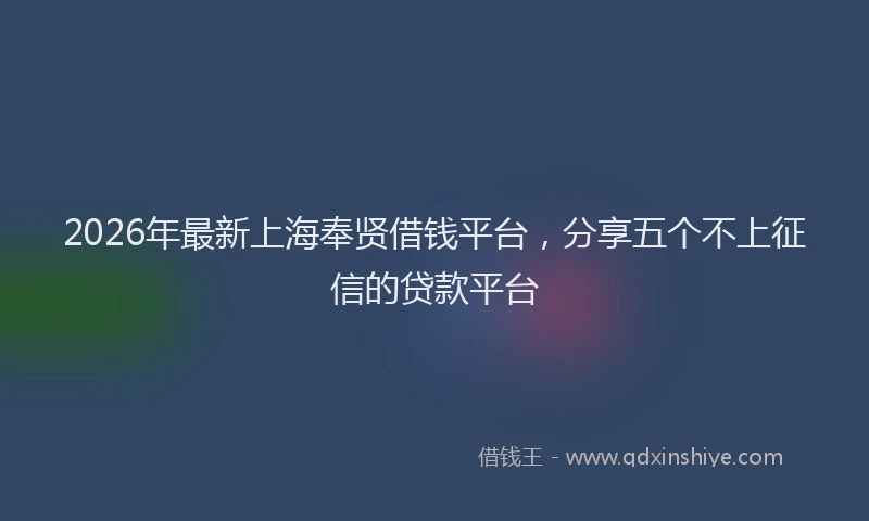 2026年最新上海奉贤借钱平台，分享五个不上征信的贷款平台