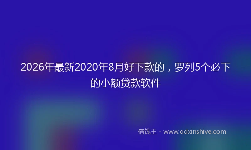 2026年最新2020年8月好下款的，罗列5个必下的小额贷款软件