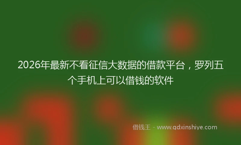 2026年最新不看征信大数据的借款平台，罗列五个手机上可以借钱的软件