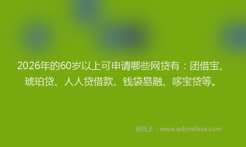 2026年的60岁以上可申请哪些网贷有：团借宝、琥珀贷、人人贷借款、钱袋易融、哆宝贷等。