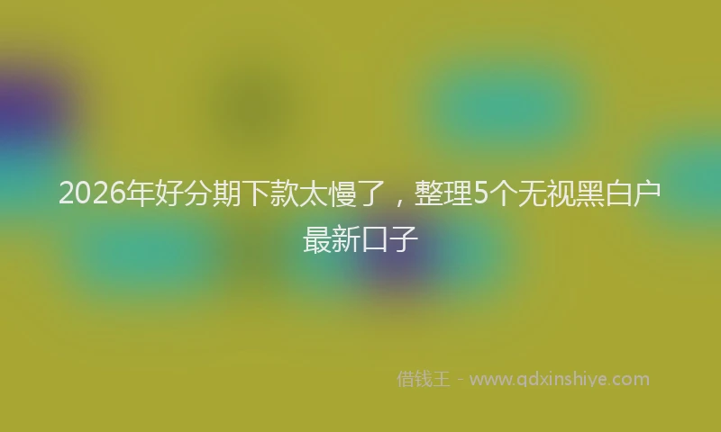 2026年好分期下款太慢了，整理5个无视黑白户最新口子