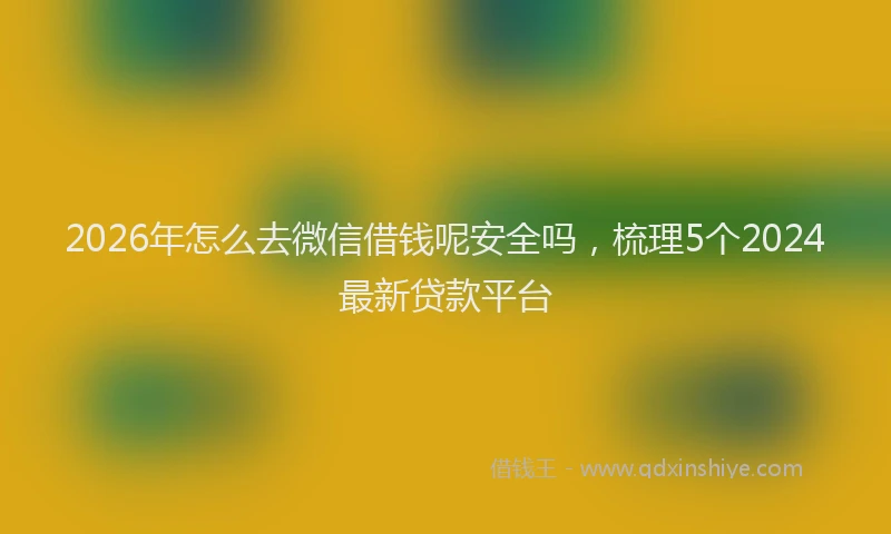 2026年怎么去微信借钱呢安全吗，梳理5个2024最新贷款平台