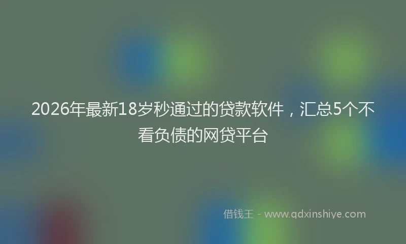 2026年最新18岁秒通过的贷款软件，汇总5个不看负债的网贷平台