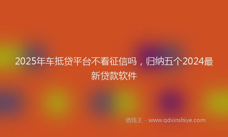 2025年车抵贷平台不看征信吗，归纳五个2024最新贷款软件