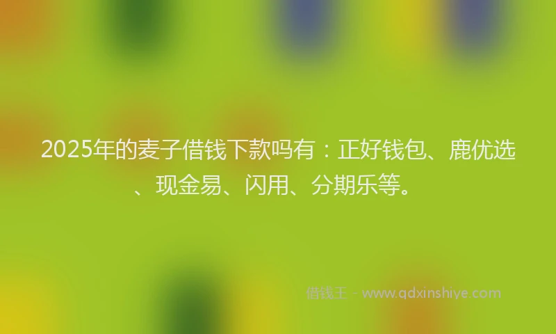 2025年的麦子借钱下款吗有:正好钱包、鹿优选、现金易、闪用、分期乐等。