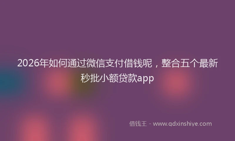 2026年如何通过微信支付借钱呢，整合五个最新秒批小额贷款app