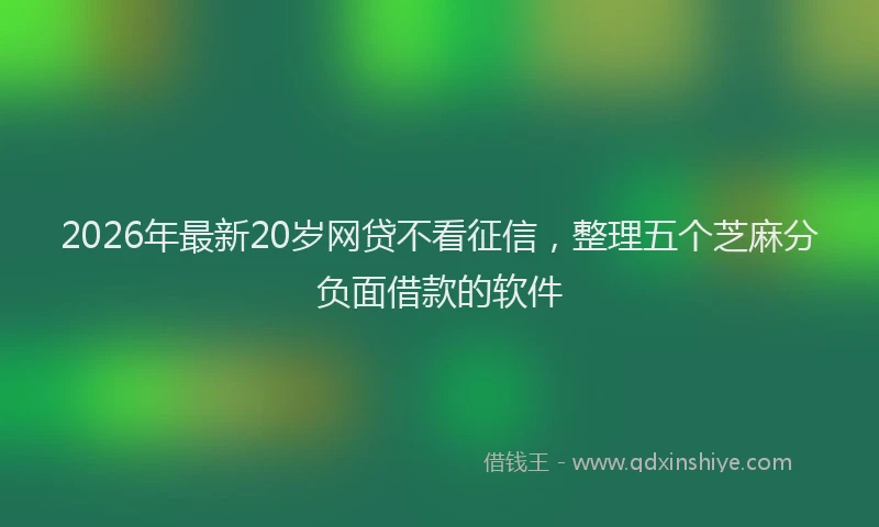 2026年最新20岁网贷不看征信，整理五个芝麻分负面借款的软件