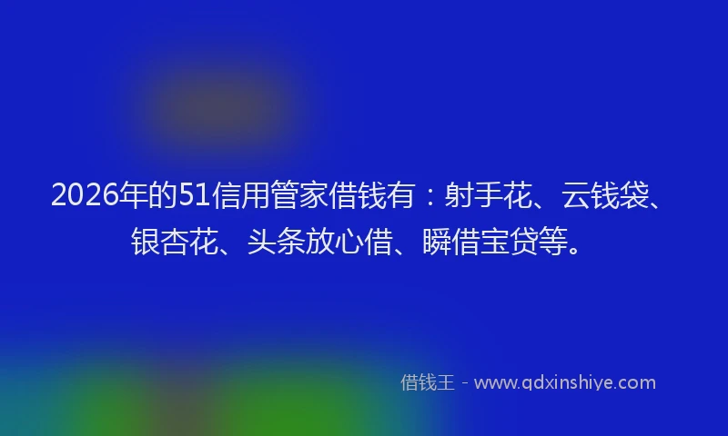 2026年的51信用管家借钱有：射手花、云钱袋、银杏花、头条放心借、瞬借宝贷等。