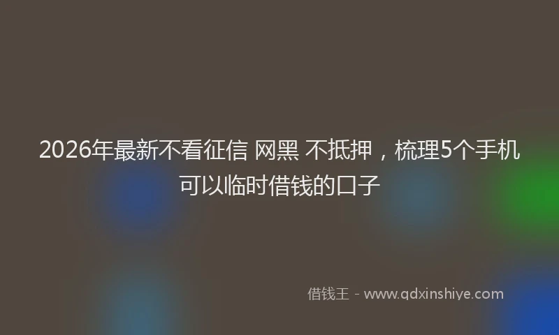 2026年最新不看征信 网黑 不抵押，梳理5个手机可以临时借钱的口子