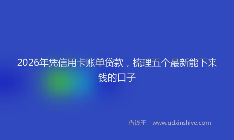 2026年凭信用卡账单贷款，梳理五个最新能下来钱的口子