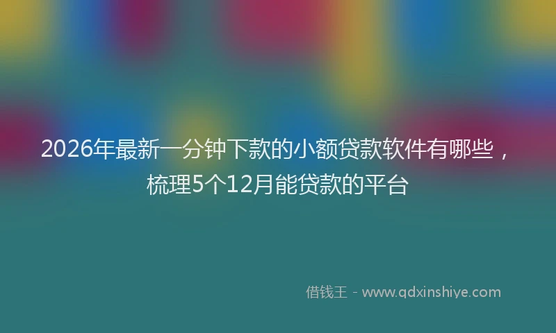 2026年最新一分钟下款的小额贷款软件有哪些,梳理5个12月能贷款的平台