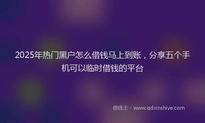 2025年热门黑户怎么借钱马上到账,分享五个手机可以临时借钱的平台