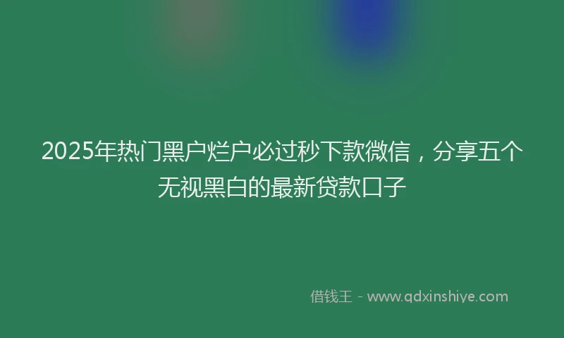 2025年热门黑户烂户必过秒下款微信，分享五个无视黑白的最新贷款口子